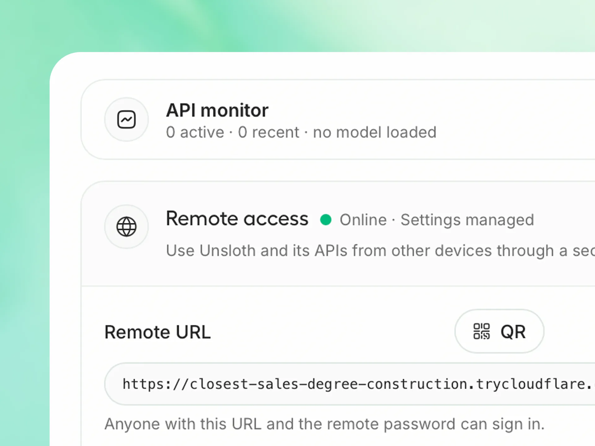 Secure remote access to Unsloth Desktop