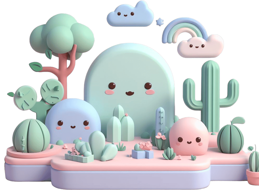 cute environment 3d models desert environment with different colours of cactus
