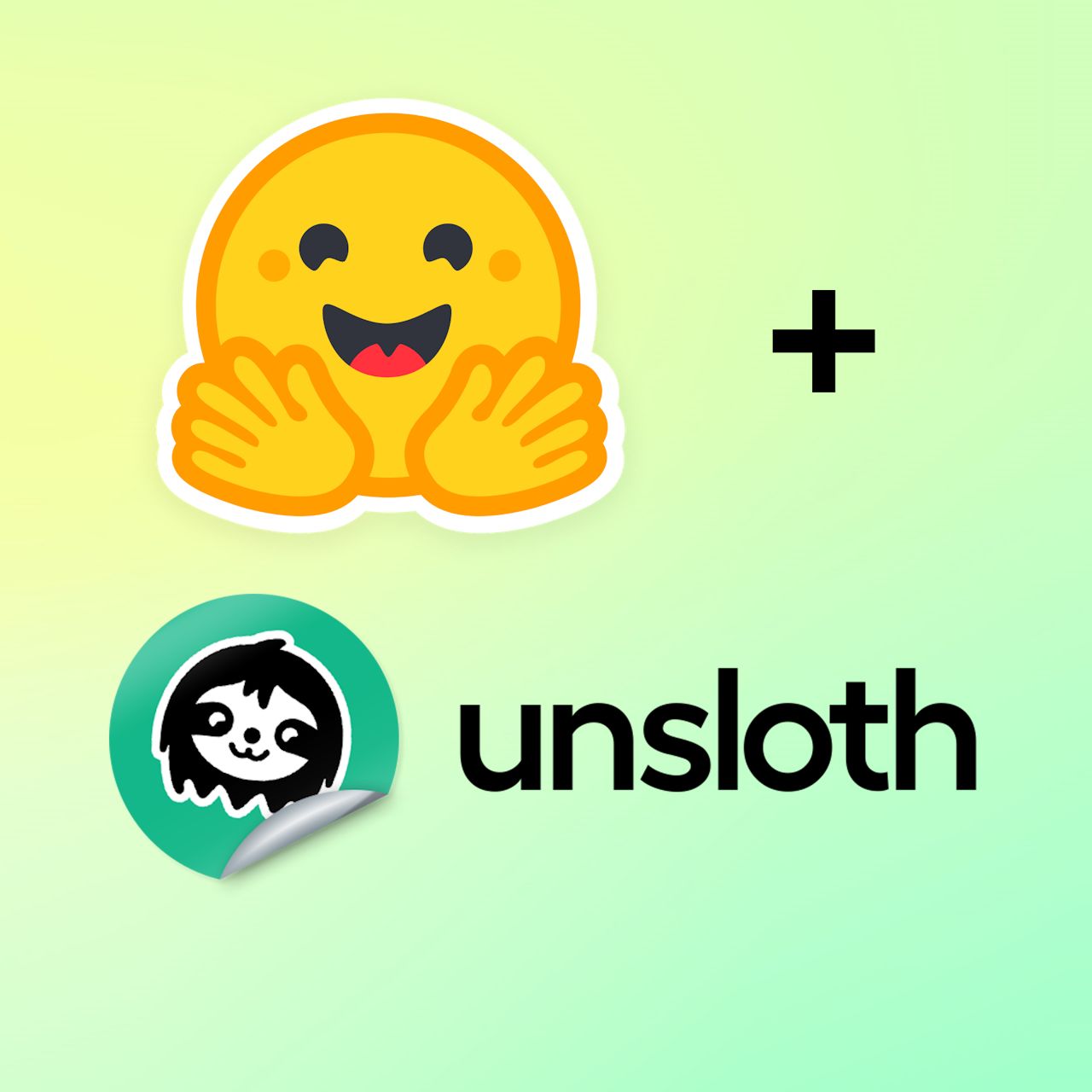Hugging Face logo and unsloth logo