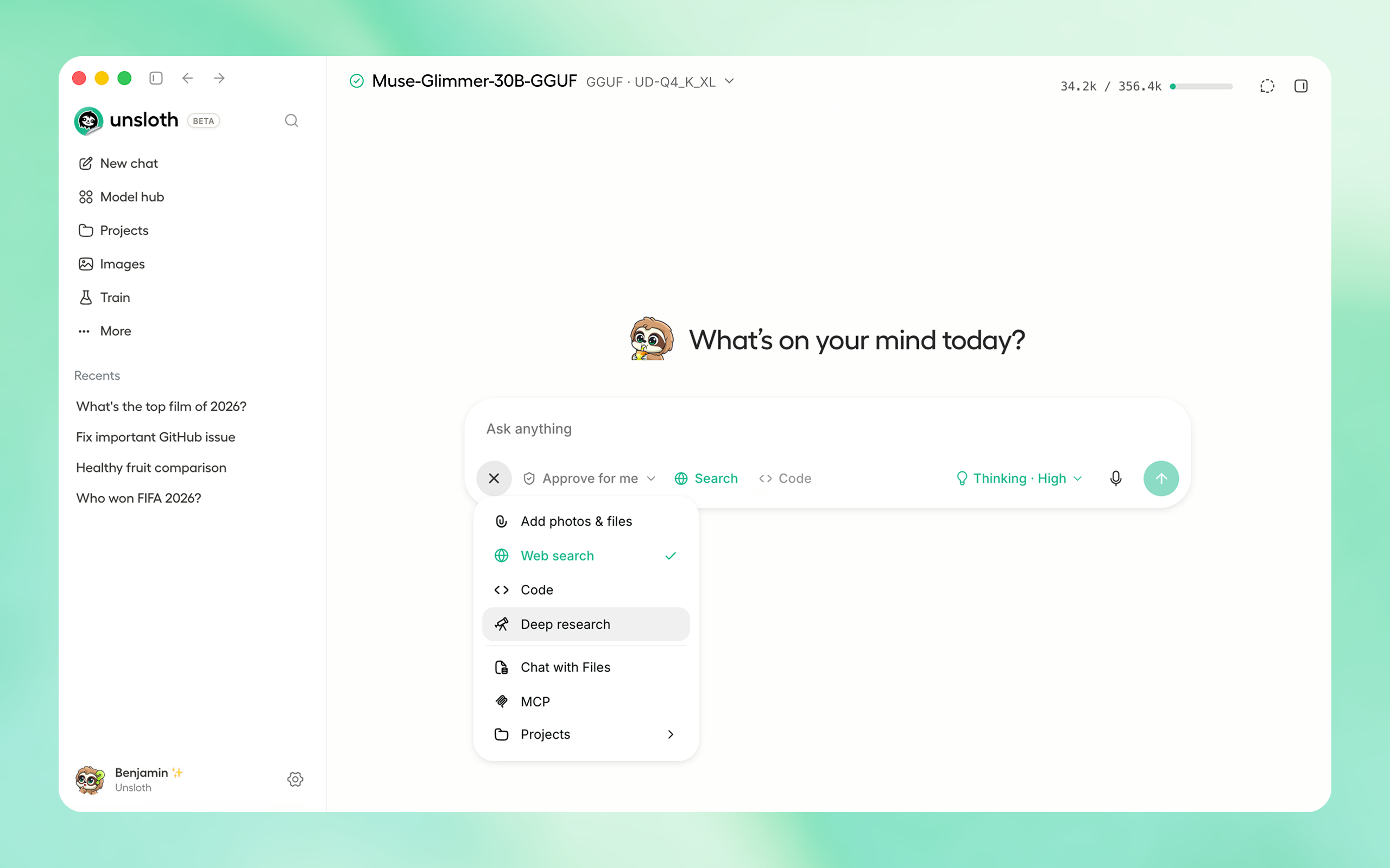 Unsloth Studio application