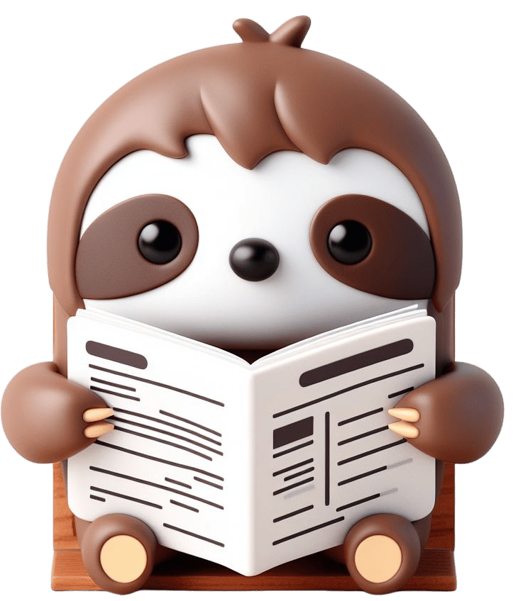 cute sloth reading newspaper